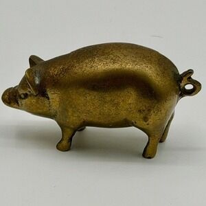 Vintage Brass Pig Figurine Farm Animal Statue Collectible Made in Korea